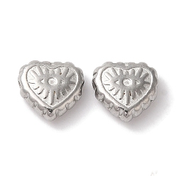 Нержавеющая Сталь Цвет Устойчивы к потускнению 304 бусины из нержавеющей стали, Сердце с глаз, цвет нержавеющей стали, 7x8x3 мм, отверстие : 1 мм