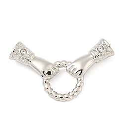 Платина Латунные микро проложить кубического циркония раз за застежками, долговечный, без свинца и без кадмия, рука, платина, 17x29x5 мм, отверстие : 7.5x7 мм