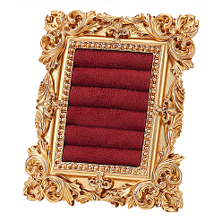 Золотистый 1 Фоторамка из смолы с тканевой задней стенкой, органайзер, кольца для демонстрации., прямоугольные, золотые, 10.4x8.2x2.1 см