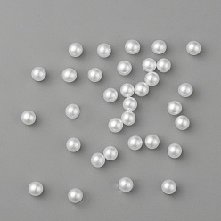 White No Hole ABS Plastic Imitation Pearl Round Beads, Dyed, White, 4mm, about 5000pcs/bag