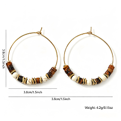 Colorful Bohemian Colorful Natural Stone Beaded Hoop Earrings for Women, 304 Stainless Steel Hoop Earrings, Golden, Colorful