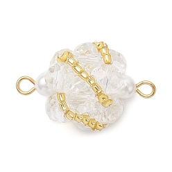 Белый Круглые звенья из стеклянных бусин, с 304 двойными петлями из нержавеющей стали, золотые, белые, 25.5x17.5x16.5 мм, отверстия : 1.6 mm и 2 мм