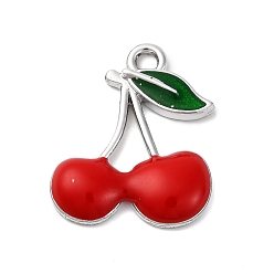 Красный Подвески из вишневого сплава, с эмалью, платина, красные, 21x18x3 мм, отверстие : 2 мм