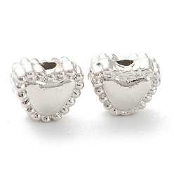 Platinum Rack Plating Alloy Beads, Lead Free & Cadmium Free, Long-Lasting Plated, Heart, Platinum, 5x6x4mm, Hole: 1.2mm