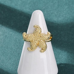 Морская звезда Открытые кольца из латуни с морской тематикой, золотые, морская звезда, 18 мм, звезды: 19x20 мм