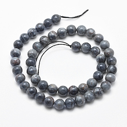 Slate Gray Natural Marble Beads Strands, Round, Dyed & Heated, Slate Gray, 10mm, Hole: 1mm, about 38pcs/strand, 15.7 inch(40cm)