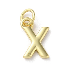 Letter X Acumular colgantes de chapado de latón, sin plomo y cadmio, larga duración plateado, real 18 k chapado en oro, letra x, 12x8x1.5 mm, agujero: 3.2 mm