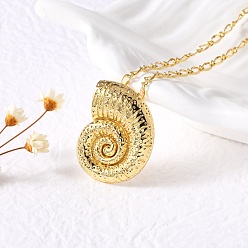 Shell Shape Латунь подвесные ожерелья, реальный 18 k позолоченный, раковина, 17.72 дюйм (45 см), Кулон : 27x21.5x4.3 мм