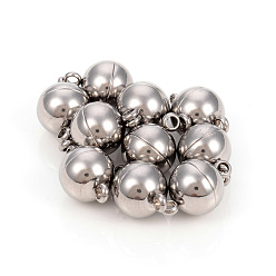 Нержавеющая Сталь Цвет Устойчивы к потускнению 201 магнитные застежки из нержавеющей стали с петлями, круглые, цвет нержавеющей стали, 16.5x10 мм, отверстие : 2 мм