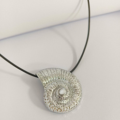 Серебро Ожерелья с подвесками в форме ракушек из латуни на тему океана, серебряные, 18.31 дюйм (46.5 см)