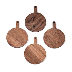 Верблюжий Подвески из орехового дерева, плоско-круглые, верблюжие, 34~35x26.3~27x2.2~2.6 мм, отверстие : 1.8 мм