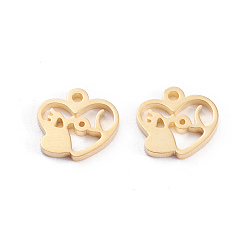 Золотой День святого Валентина 304 подвески из нержавеющей стали, лазерная резка, сердце со словом "love", золотые, 9.5x10x1 мм, отверстие : 1.2 мм