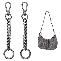 Gunmetal 2Pcs Iron Curb Chain Bag Extender Chain, with Alloy Swivel Clasps, Bag Replacement Accessories, Gunmetal, 15.7cm
