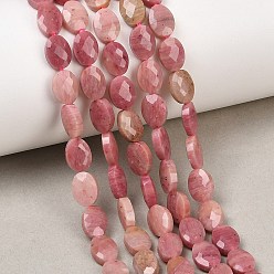 Родонит Природные родонит бисер нитей, граненые, Плоско-овальные, 8x6x3 мм, отверстие : 0.7~0.8 мм, около 46~47 шт / нитка, 14.96~15.16'' (38~38.5 см)