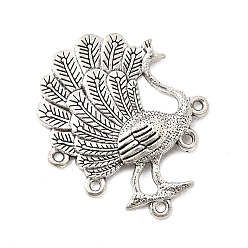 Античное Серебро Тибетский стиль компоненты сплава люстра ссылки, павлин, без свинца и без кадмия, античное серебро, 34x28.5x4 мм, отверстие : 1.5 мм, Около 270 шт / 1000 г