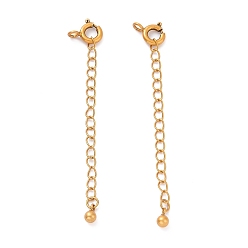 Античное Золото 925 удлинители цепи из стерлингового серебра, с пружинными застежками и подвесками, круглые, античное золото , 60x5.8 мм, отверстие : 1.6 мм