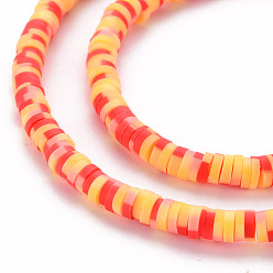 Red Handmade Polymer Clay Bead Strands, Heishi Beads, for DIY Jewelry Crafts Supplies, Disc/Flat Round, Red, 4x0.5~1mm, Hole: 0.9mm, about 320~450pcs/strand, 15.35 inch~16.92 inch(39~43cm)
