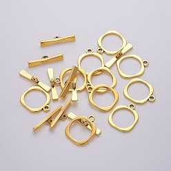 Античное Золото Застежки тоггл в тибетском стиле , квадратный, античное золото , без свинца, без кадмия и без никеля , размер: около квадрата: 18 мм в длину, шириной 18 мм , бар : 25 mm длиной, отверстие : 2.5 мм