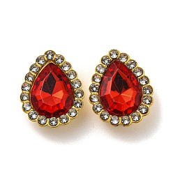Red Acrylic Rhinetsone Cabochons, with ABS Plastic, Teardrop, Red, 19x15x6mm