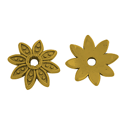 Античное Золото 8 -petal тибетский стиль сплава цветок крышки шарика, без кадмия, без никеля и без свинца, античное золото , 14x3.5 мм, отверстие : 2 мм