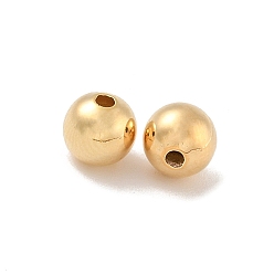 Настоящее золото 18K Латунные бусины, без кадмия, без никеля и без свинца, круглые, реальный 18 k позолоченный, 6x6 мм, отверстие : 1.4 мм