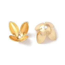 Настоящее золото 14K Покрытие стойки из латуни, 4-лепесток, долговечный, реальный 14 k позолоченный, 9x6.5 мм, отверстие : 1.4 мм