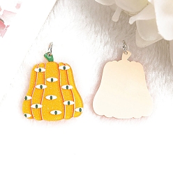 Тыква Акриловые подвески с принтом на хэллоуин, темно-золотистые, тыква, 37x32 мм