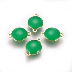 Зеленый Ионное покрытие (ip) 304 эмалированные соединители из нержавеющей стали, эмалированные блестки, плоско-круглые, золотые, зелёные, 14.5x10x4.5 мм, отверстие : 1.4 мм
