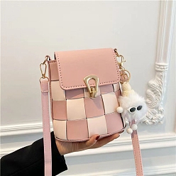 Pink Наборы сумок на плечо в клетку тартан своими руками, включая материалы сумки из искусственной кожи, розовые, 17x18x11 см