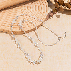 Прозрачный Богемный стиль отпуск стеклянные капли куб круглые бусины длинные женские винтажные модные ожерелья, платина, прозрачные, 35.04 дюйм (89 см)