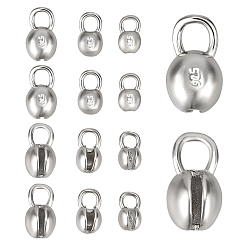 Серебро 12 шт. 3 стили 925 наконечники из стерлингового серебра, Калотте заканчивается, крышка раскладушки, круглые, с полировкой из замши, серебряные, 5.5~7.5x3.3~4.5 мм