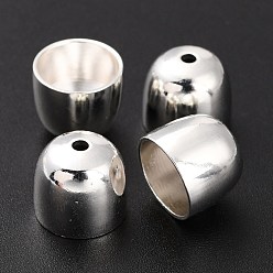 Посеребрённый Латуни мозг заканчивается, Торцевые крышки, долговечный, 925 серебро покрытием, 10x11 мм, отверстие : 2 мм, внутренний диаметр: 9.5 мм