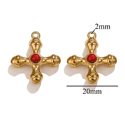Синтетическая Бирюза Окрашенные синтетические бирюзовые подвески, из нержавеющей стали поиска, крестик, красные, 20 мм, отверстие : 2 мм