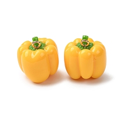 Желтый Подвески из имитации растительной смолы, цветной перец, с золотой петлей, желтые, 20.5x19.5 мм, отверстие : 2 мм