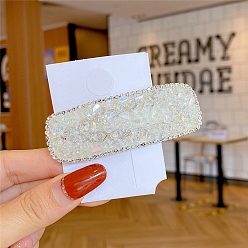 Прозрачный Стеклянные стразы заколки для волос для женщин и девочек, прямоугольные, прозрачные, 78 мм