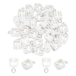 Белый 30шт. пластиковые ролики для карнизов, направляющая для драпировки, скользящая направляющая для окон, направляющая для душевой занавески, с алюминиевым кольцом, белые, 33x18x13 мм, отверстие : 6x5.5 мм