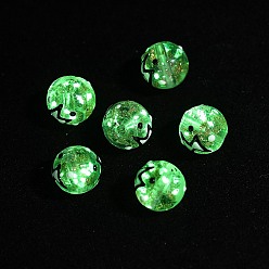 Черный Светящиеся стеклянные бусины ручной работы с эмалью золотого песка, круглый с молнией, светится в темноте, чёрные, 12 мм, отверстие : 1.4 мм