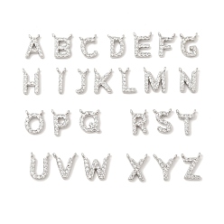 Платина 26 кулоны из латуни с прозрачным кубическим цирконием, подвески с буквой az~z, платина, 9x3~10x1.5 мм, отверстие : 0.8 мм