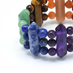 Mixed Stone Yoga Chakra Jewelry, Natural/Synthetic Mixed Stone Stretch Bracelets, Round and Bullet, 1-7/8 inch(4.8cm)