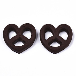 Кокосово-Коричневый Смола декодирует кабошоны, имитация пищевого печенья, сердце, кокосового коричневый, 23~24x25~26x5 мм