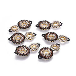 Разноцветный Японский бисер miyuki & toho ручной работы ссылки, Ткацкий станок, перегонный куб, красочный, 32~33x17x1.5~2 мм, отверстие : 2 мм