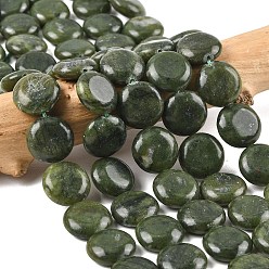 Нефрит Тайвань Тайвань природного нефрита бисер нитей, плоско-круглые, 15~15.5x6 мм, отверстие : 0.8~1 мм, около 26 шт / нитка, 15.55~15.71 дюйм (39.5~39.9 см)