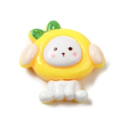 Лимон Непрозрачные фруктовые кабошоны из смолы, кабошоны мультяшной собаки, для изготовления ювелирных изделий, лимон, 24.5x24x9 мм