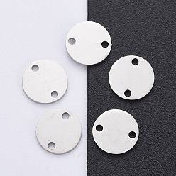 Нержавеющая Сталь Цвет Антикоррозийные 304 соединители из нержавеющей стали, пустая бирка с зеркальной полировкой, плоско-круглые, цвет нержавеющей стали, 10x1 мм, отверстие : 1 мм