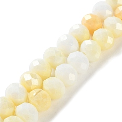 Шампанско-Желтый Стеклянные бусины с гальваническим покрытием , граненые, круглые, шампанское желтый, 7.5~8x7.5~8 мм, отверстие : 1.2 мм, около 63~70 шт / нитка, 15.35'' (39 см)