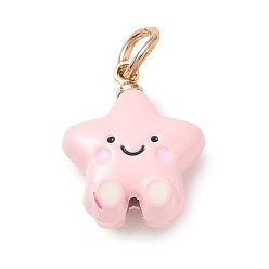 Star Alloy Enamel Pendants, Golden, Star Charms, 1.5x15x7mm, Hole: 4mm