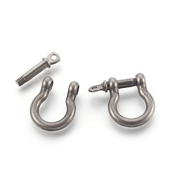 Antique Silver 304 Stainless Steel Screw D-Ring Anchor Shackle Clasps, Antique Silver, 25x25.5x7mm, Hole: 2mm, 12mm Inner Diameter