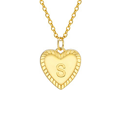 Letter S Золотистый тон латунный кабель цепочка буква сердце кулон ожерелья для женщин, Письмо с, 15.75 дюйм (40 см)