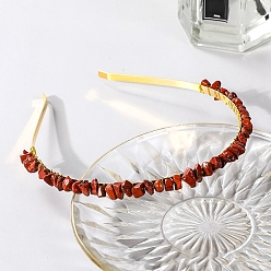 Красный Камень Обручи для волос из натуральной красной яшмы, обернутые проволокой, с металлическим обручем, для женщин девушек, 140x120x25 мм