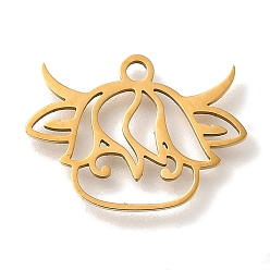 Золотой 201 подвески из нержавеющей стали, коровьи обереги, золотые, 12x17x1 мм, отверстие : 1.5 мм